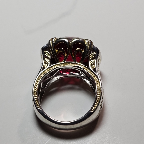 Authentic Michael Valitutti Red Quartz & Rubies Ring Sterling Silver & 18k Sz 6! - Picture 5 of 6
